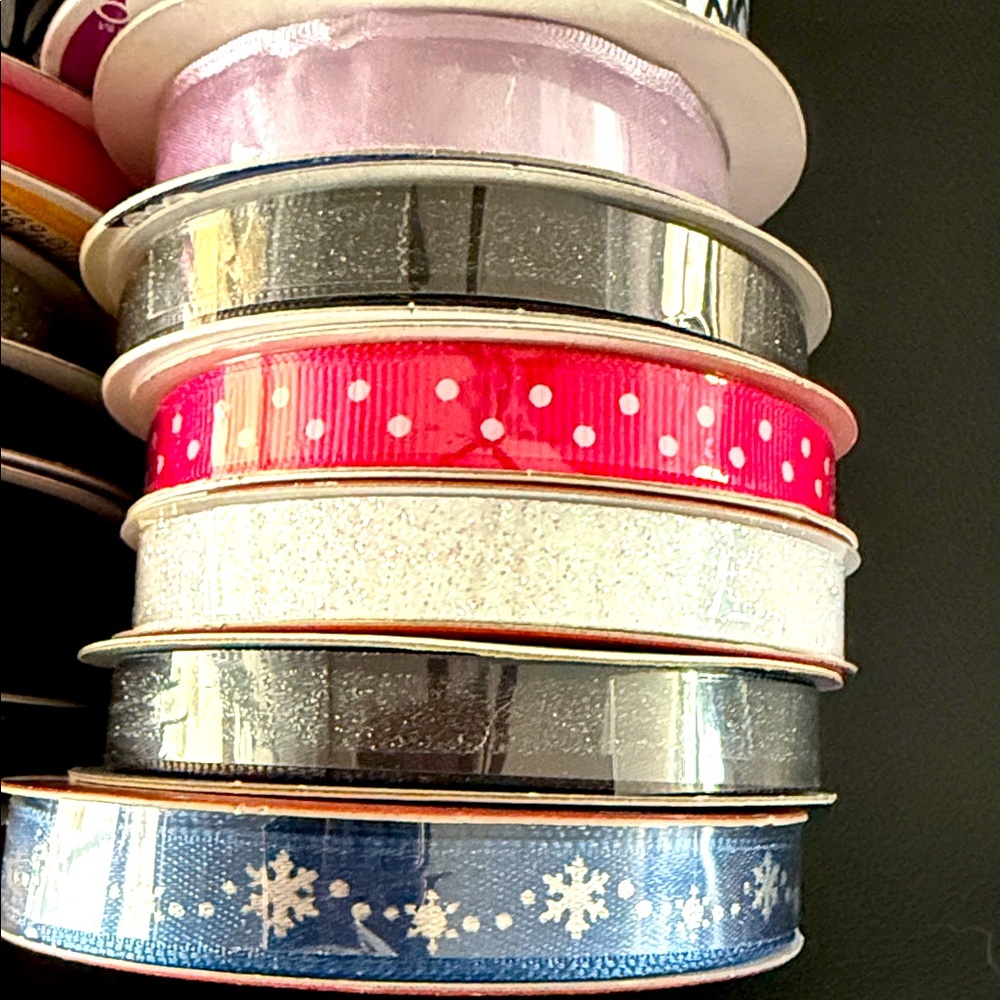 Assorted Ribbon Spools - Black, Pink, Silver, Gold. Brand new full and 1/2 spool - Picture 2 of 6
